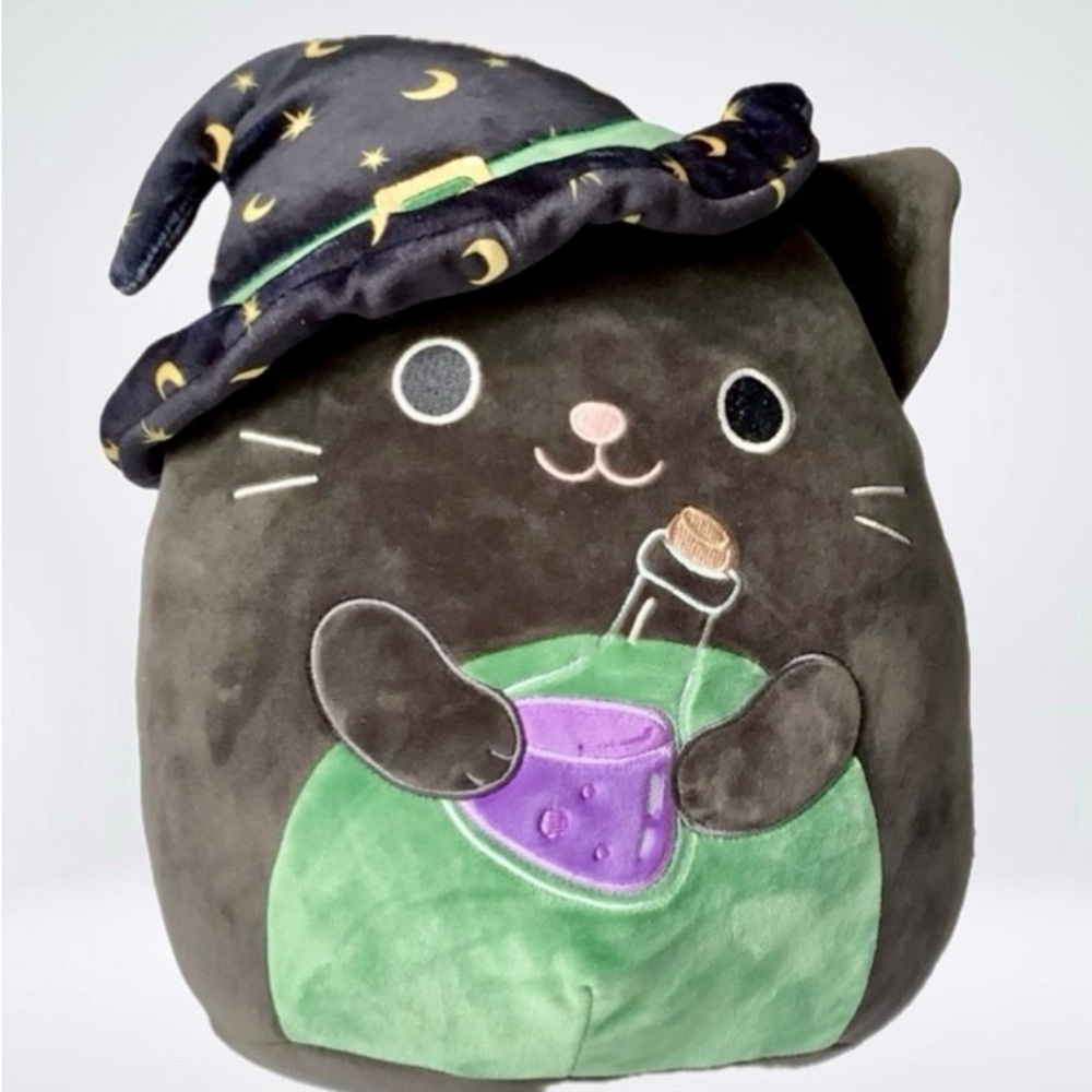 Squishmallows 11” Cleo The Black Witch Cat With Potion Halloween RARE